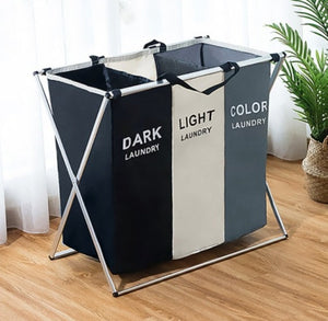 Multi-Coloured 3 Section Laundry Hamper - Little Home Hacks